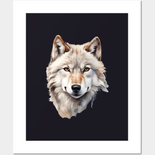 watercolor wolf face Posters and Art